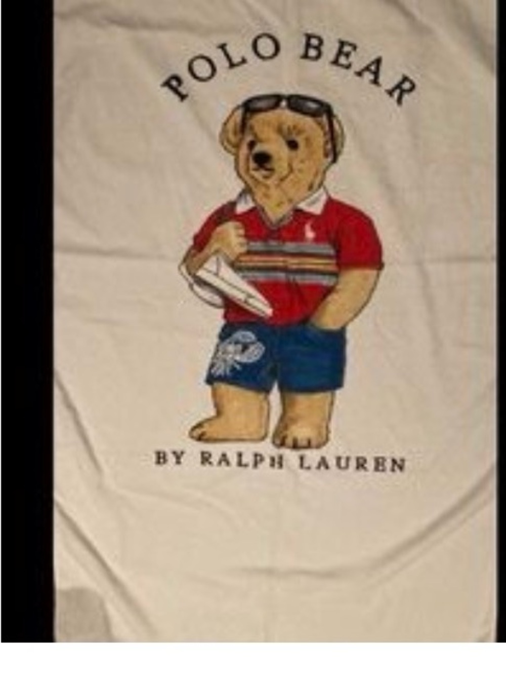 Ralph Lauren Polo Bear Tee - Cream with Red & Blue Print
